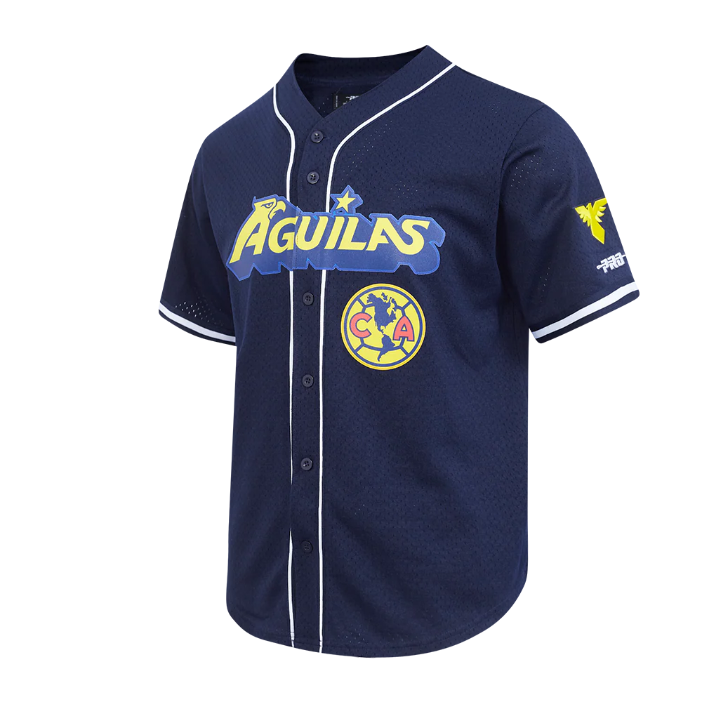 LIGA MX CLUB AMERICA MESH MEN'S MESH BUTTON DOWN SHIRT (MIDNIGHT NAVY) - Image 2