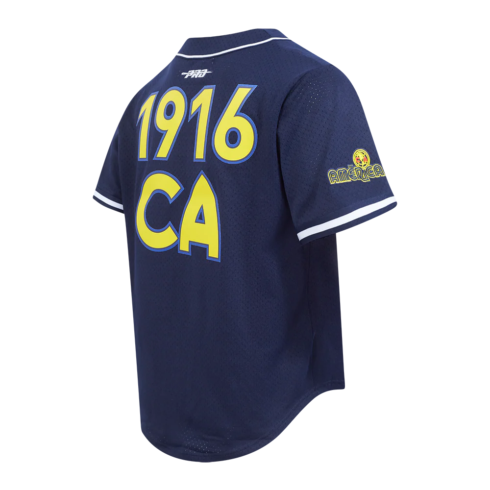 LIGA MX CLUB AMERICA MESH MEN'S MESH BUTTON DOWN SHIRT (MIDNIGHT NAVY) - Image 4