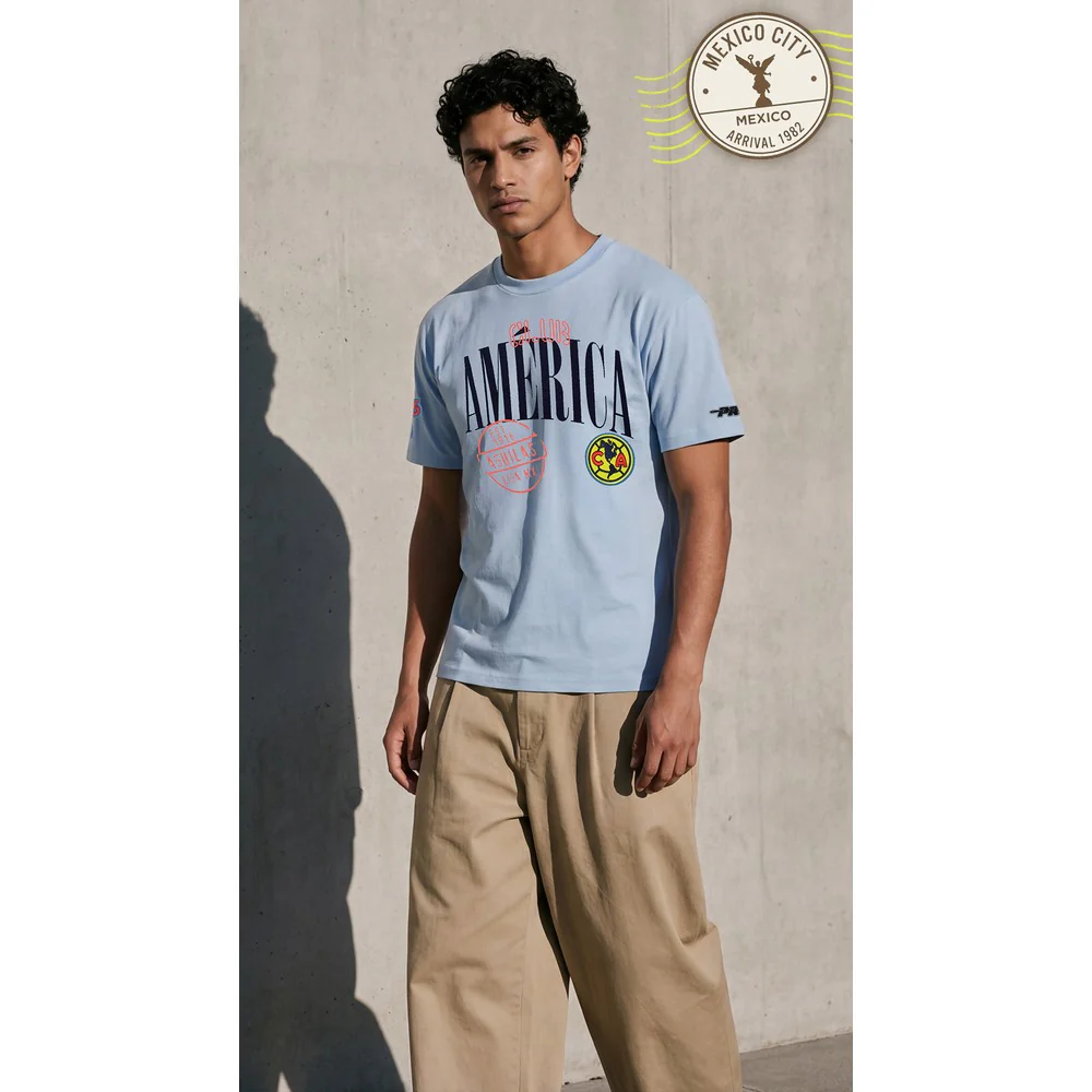 LIGA MX CLUB AMERICA STAMPED MEN'S S/S TEE (DUSTY BLUE)