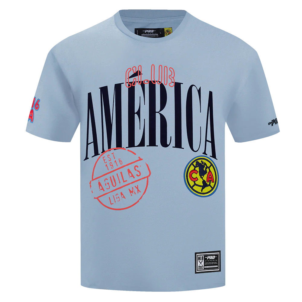 LIGA MX CLUB AMERICA STAMPED MEN'S S/S TEE (DUSTY BLUE) - Image 4