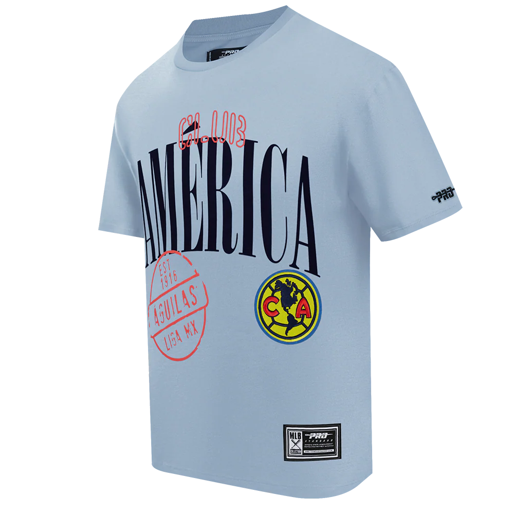 LIGA MX CLUB AMERICA STAMPED MEN'S S/S TEE (DUSTY BLUE) - Image 5