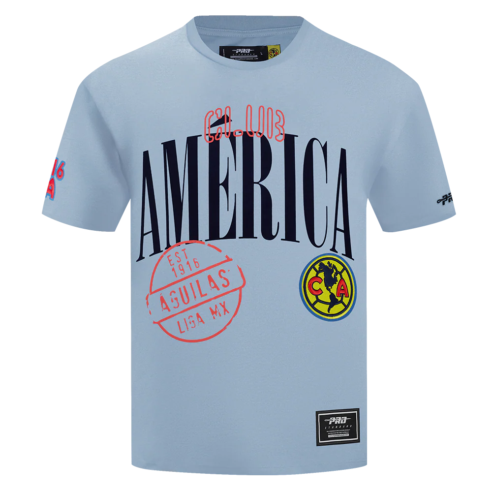LIGA MX CLUB AMERICA STAMPED MEN'S S/S TEE (DUSTY BLUE) - Image 6