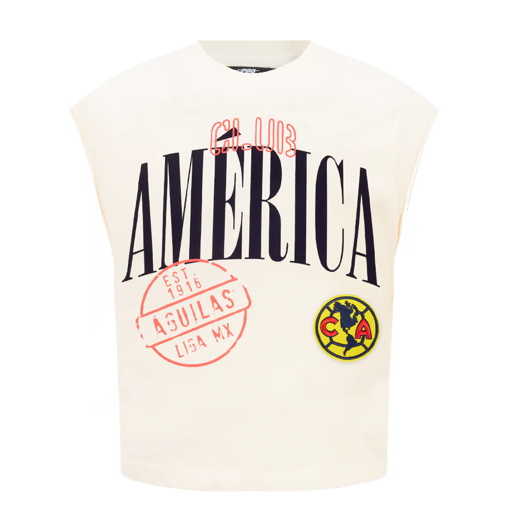LIGA MX CLUB AMERICA  STAMPED MEN'S S/S TEE (EGGSHELL) - Image 3