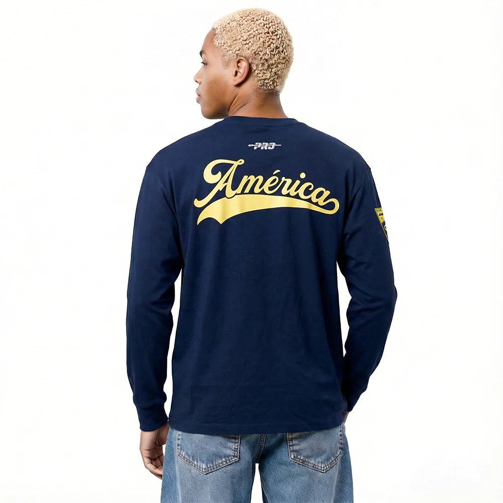 LIGA MX CLUB AMERICA LIVING LARGE MEN'S DROP SHOULDER LS TEE (MIDNIGHT NAVY) - Image 2