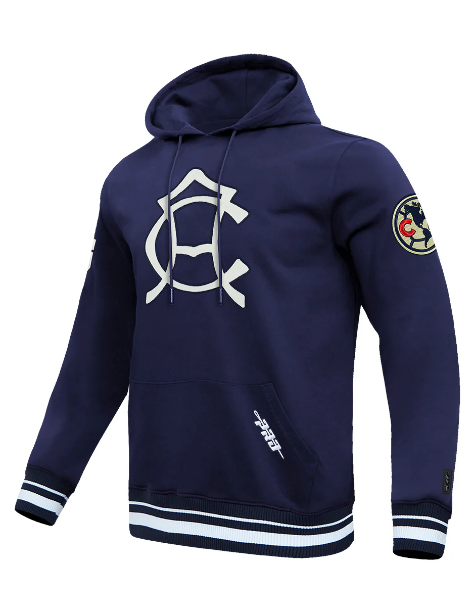 LIGA MX CLUB AMERICA PREMIUM MEN'S RIB FLEECE PULLOVER HOODIE (MIDNIGHT NAVY) - Image 2
