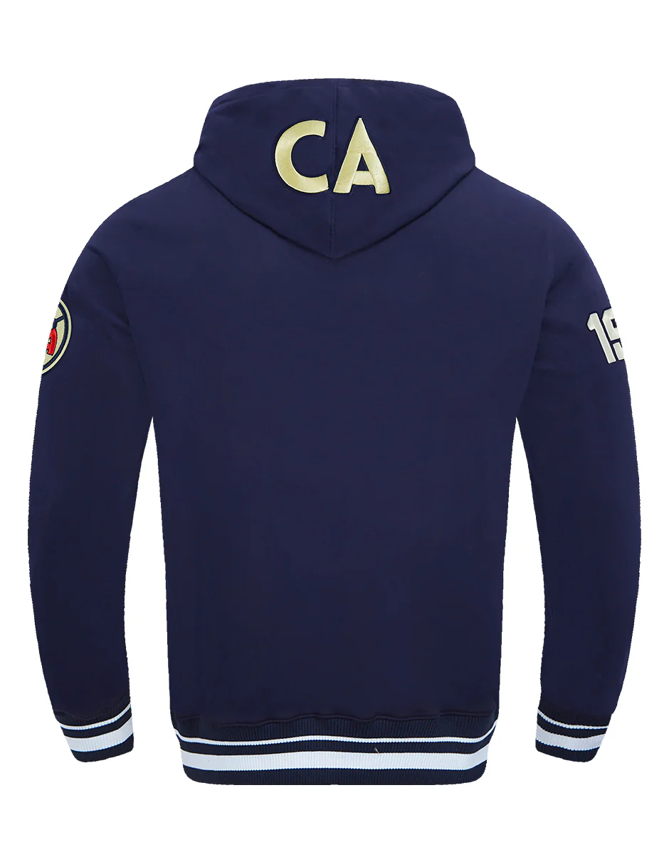 LIGA MX CLUB AMERICA PREMIUM MEN'S RIB FLEECE PULLOVER HOODIE (MIDNIGHT NAVY) - Image 3