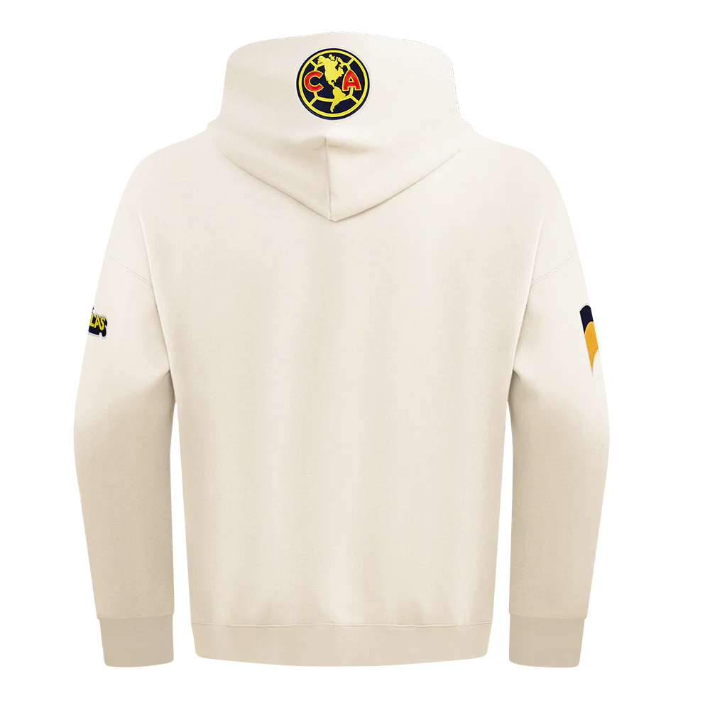 LIGA MX CLUB AMERICA CONTRAST NEUTRALS MEN'S DROP SHOULDER FLEECE PULLOVER HOODIE (EGGSHELL) - Image 3