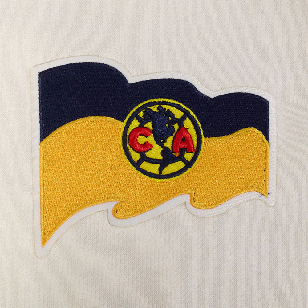 LIGA MX CLUB AMERICA CONTRAST NEUTRALS MEN'S DROP SHOULDER FLEECE PULLOVER HOODIE (EGGSHELL) - Image 6