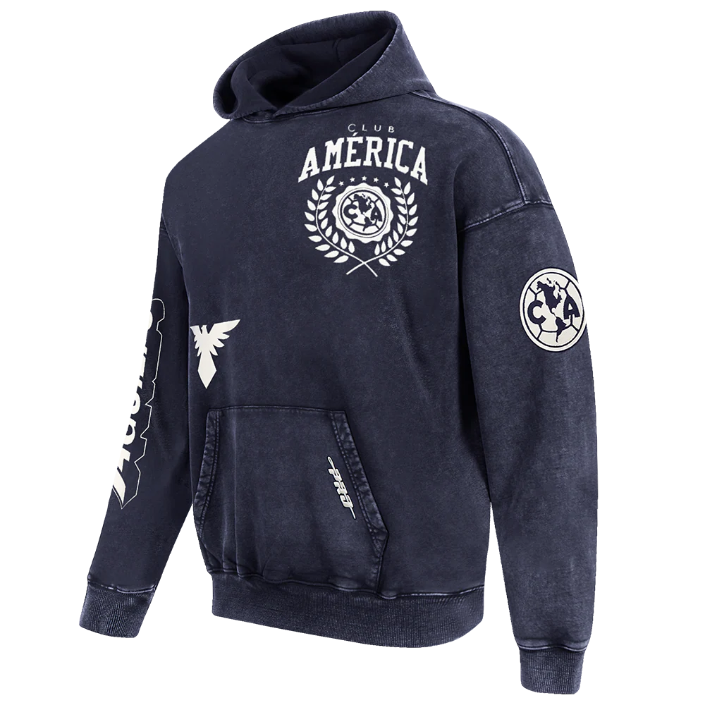Liga MX CLUB AMERICA STREET TEAM MEN'S ENZYME WASH DS FT PO HOODIE (WASHED MIDNIGHT NAVY) - Image 3