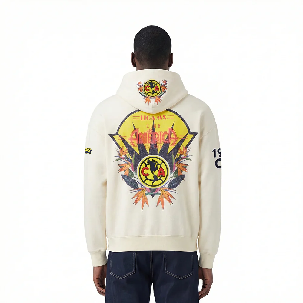 LIGA MX CLUB AMERICA PARADISE MEN'S PULL OVER HOODIE (EGGSHELL) - Image 2