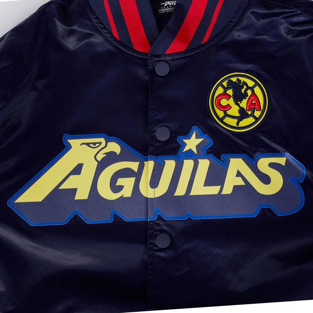 LIGA MX CLUB AMERICA STADIUM MEN'S RIB SATIN JACKET (MIDNIGHT NAVY/RED/MIDNIGHT NAVY) - Image 5