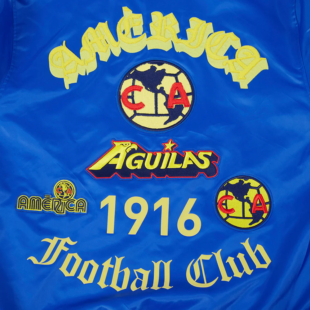 LIGA MX CLUB AMERICA OLD ENGLISH MEN'S RIB SATIN JACKET (ROYAL BLUE) - Image 5