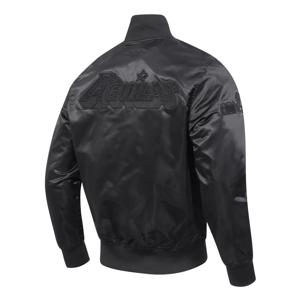 LIGA MX CLUB AMERICA CLASSIC 3BK MEN'S SATIN JACKET (BLACK) - Image 4