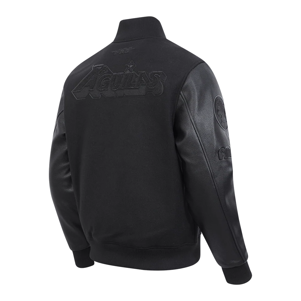 LIGA MX CLUB AMERICA CLASSIC 3BK MEN'S WOOL VARSITY JACKET (JET BLACK) - Image 4