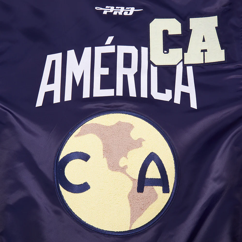 LIGA MX CLUB AMERICA LETTERMAN MEN'S SATIN JACKET (MIDNIGHT NAVY) - Image 6