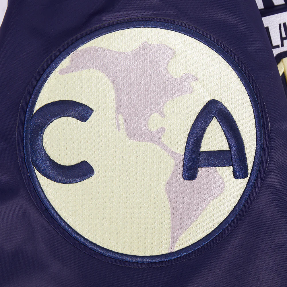 LIGA MX CLUB AMERICA LETTERMAN MEN'S SATIN JACKET (MIDNIGHT NAVY) - Image 8