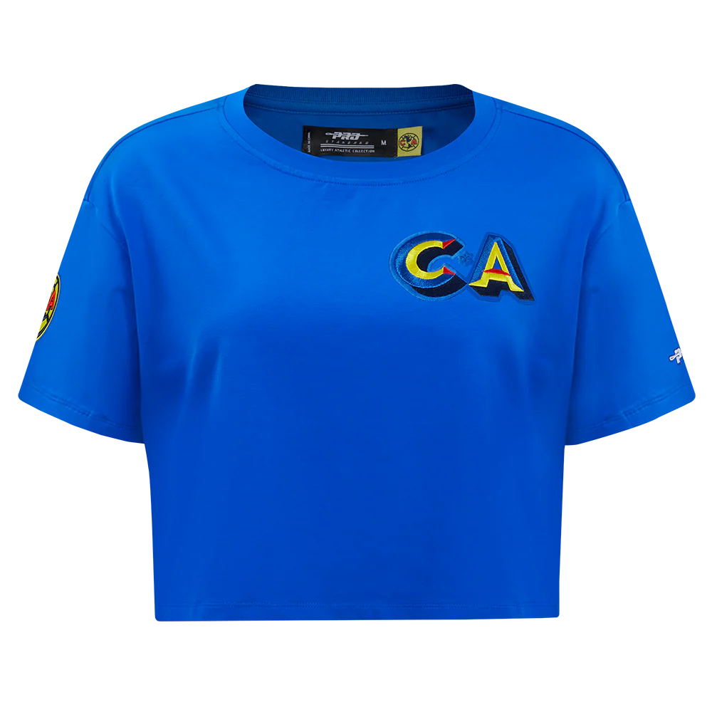 LIGA MX CLUB AMERICA STADIUM WOMEN'S SINGLE JERSEY BOXY TEE (ROYAL BLUE)