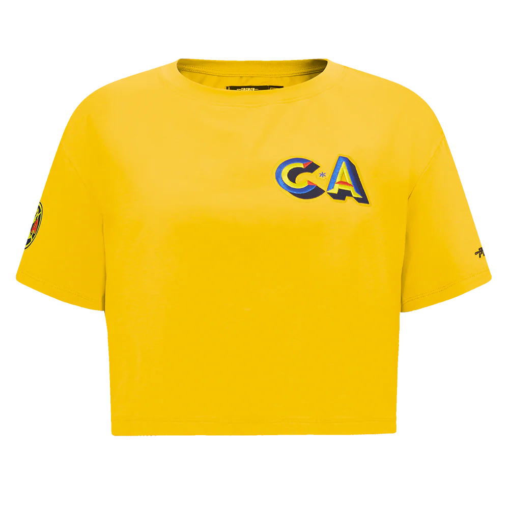 LIGA MX CLUB AMERICA STADIUM WOMEN'S SINGLE JERSEY BOXY TEE (YELLOW)