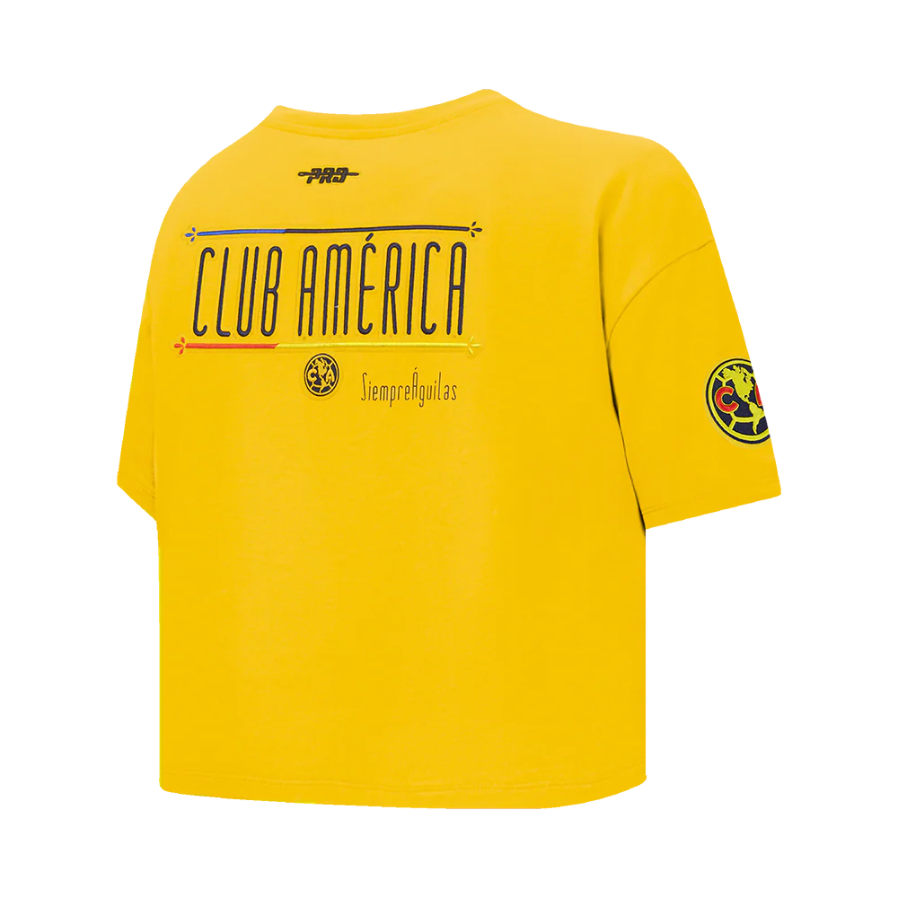 LIGA MX CLUB AMERICA STADIUM WOMEN'S SINGLE JERSEY BOXY TEE (YELLOW) - Image 4