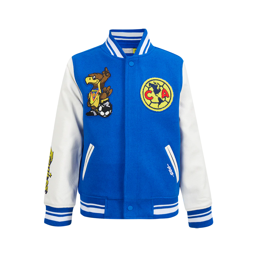 LIGA MX CLUB AMERICA STADIUM BIG BOYS RIB WOOL VARSITY JACKET (ROYAL BLUE/WHITE)