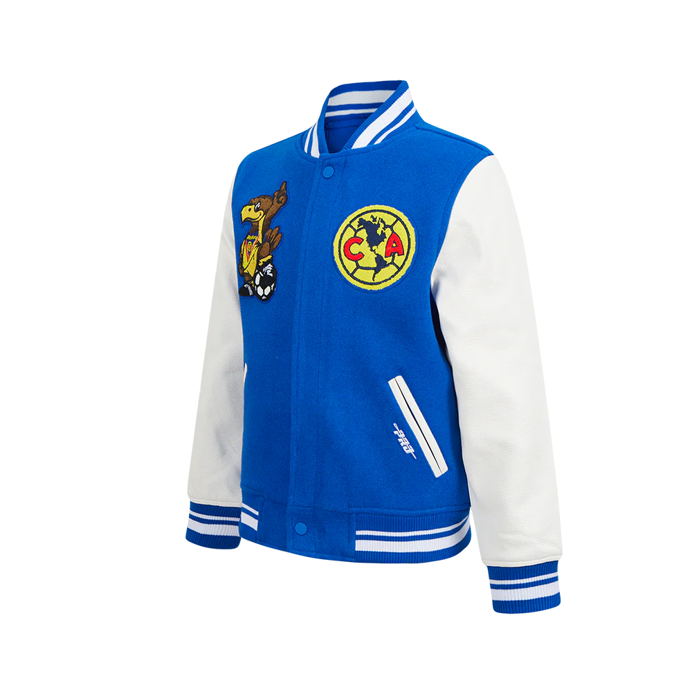 LIGA MX CLUB AMERICA STADIUM BIG BOYS RIB WOOL VARSITY JACKET (ROYAL BLUE/WHITE) - Image 2