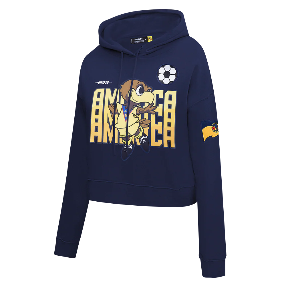 LIGA MX CLUB AMERICA STADIUM WOMEN'S DOUBLE KNIT CROPPED PULLOVER HOODIE (MIDNIGHT NAVY) - Image 2