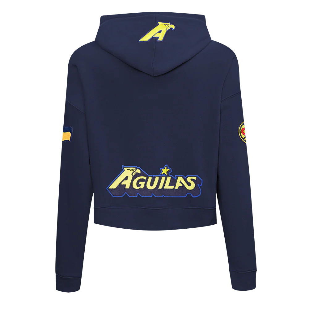 LIGA MX CLUB AMERICA STADIUM WOMEN'S DOUBLE KNIT CROPPED PULLOVER HOODIE (MIDNIGHT NAVY) - Image 3