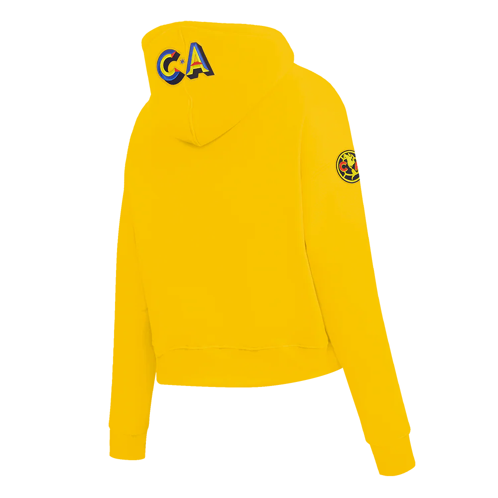 LIGA MX CLUB AMERICA STADIUM WOMEN'S FLEECE CROPPED PULLOVER HOODIE (YELLOW) - Image 4