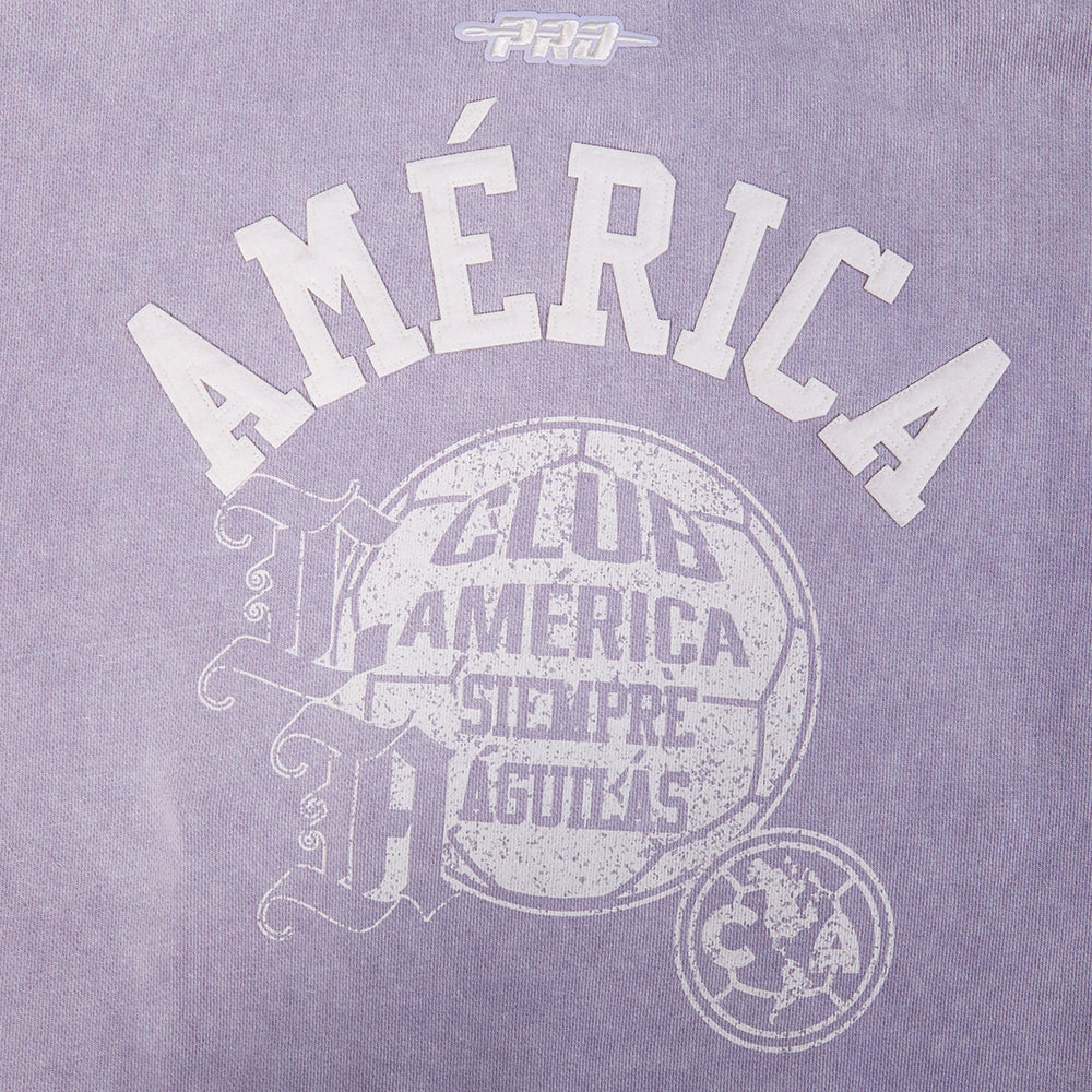 Liga MX CLUB AMERICA STREET TEAM WOMEN'S ENZYME WASH FT CROPPED PO HOODIE (WASHED LILAC GRAY) - Image 5