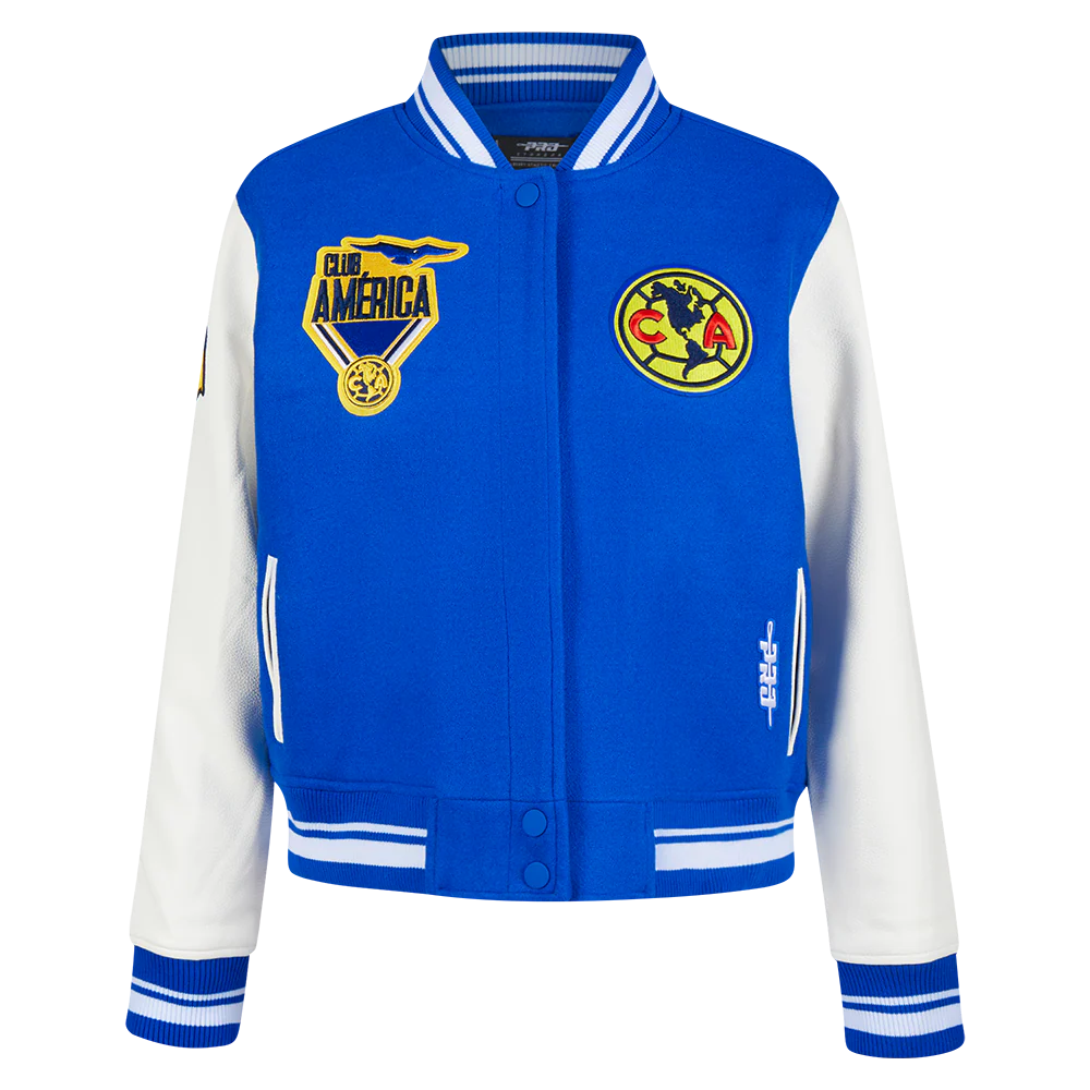 LIGA MX CLUB AMERICA STADIUM WOMEN'S WOOL VARSITY JACKET (ROYAL BLUE/WHITE)
