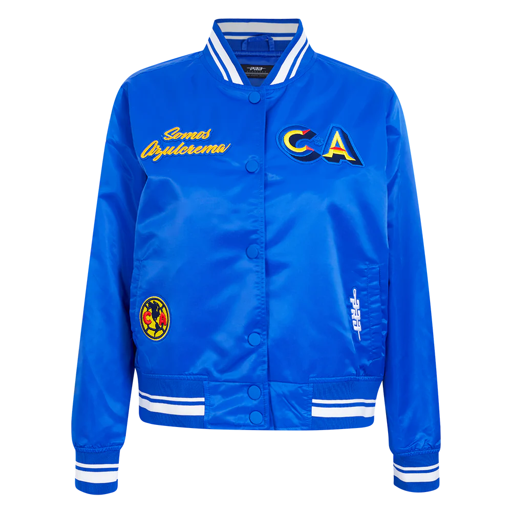 LIGA MX CLUB AMERICA STADIUM WOMEN'S RIB SATIN JACKET - V2 (ROYAL BLUE)