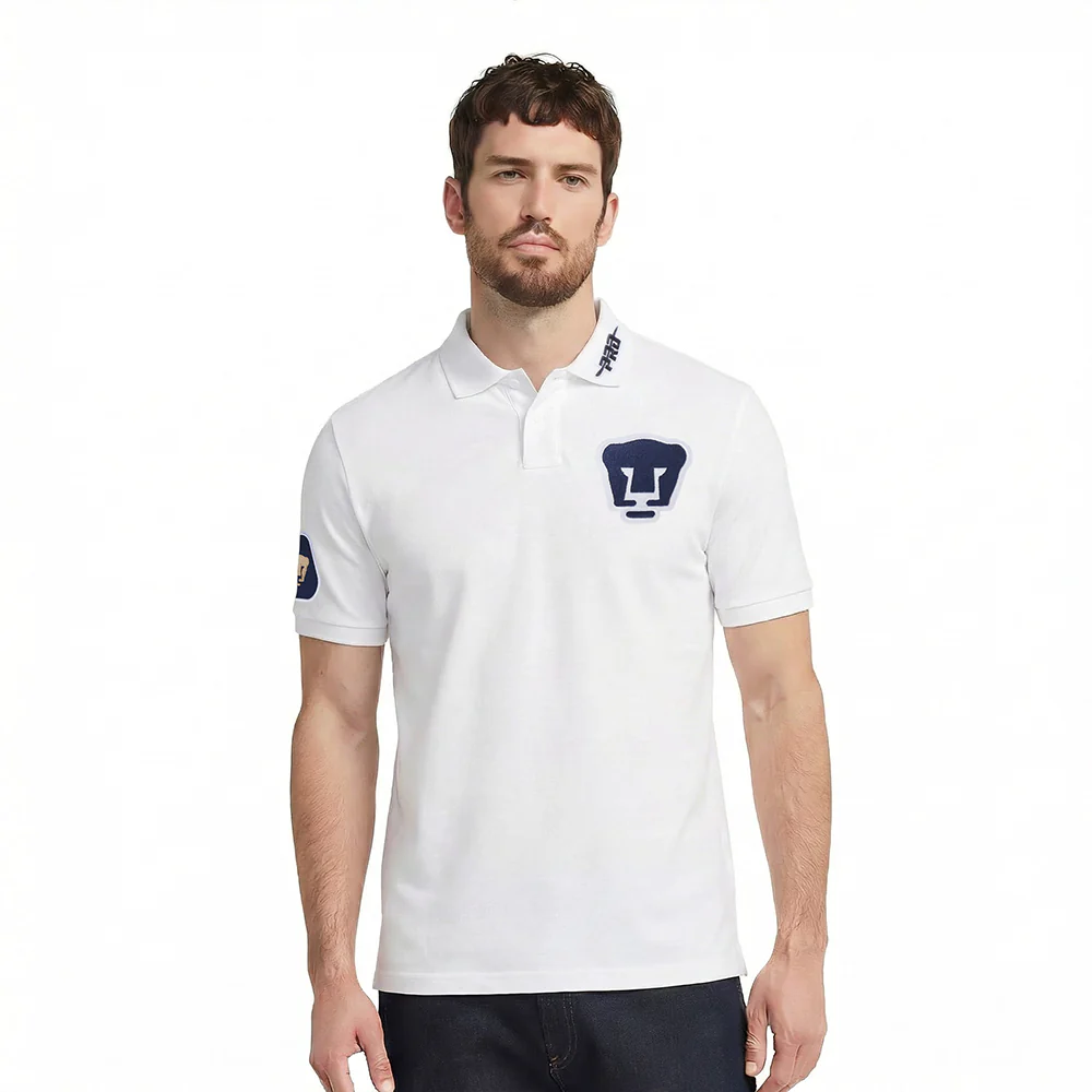 LIGA MX PUMAS UNAM CLASSIC CHENILLE MEN'S DK POLO (WHITE)