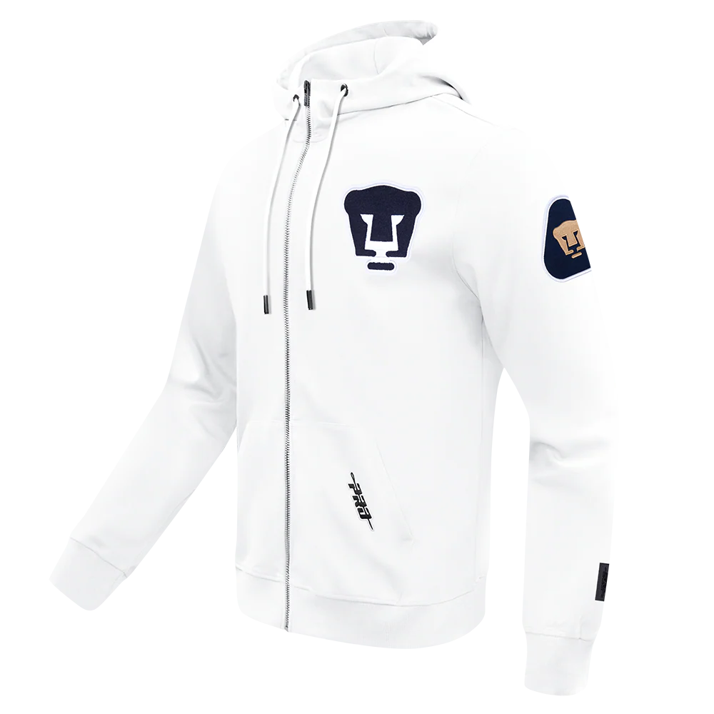 LIGA MX PUMAS UNAM CLASSIC CHENILLE MEN'S DK FZ HOODIE (WHITE) - Image 3
