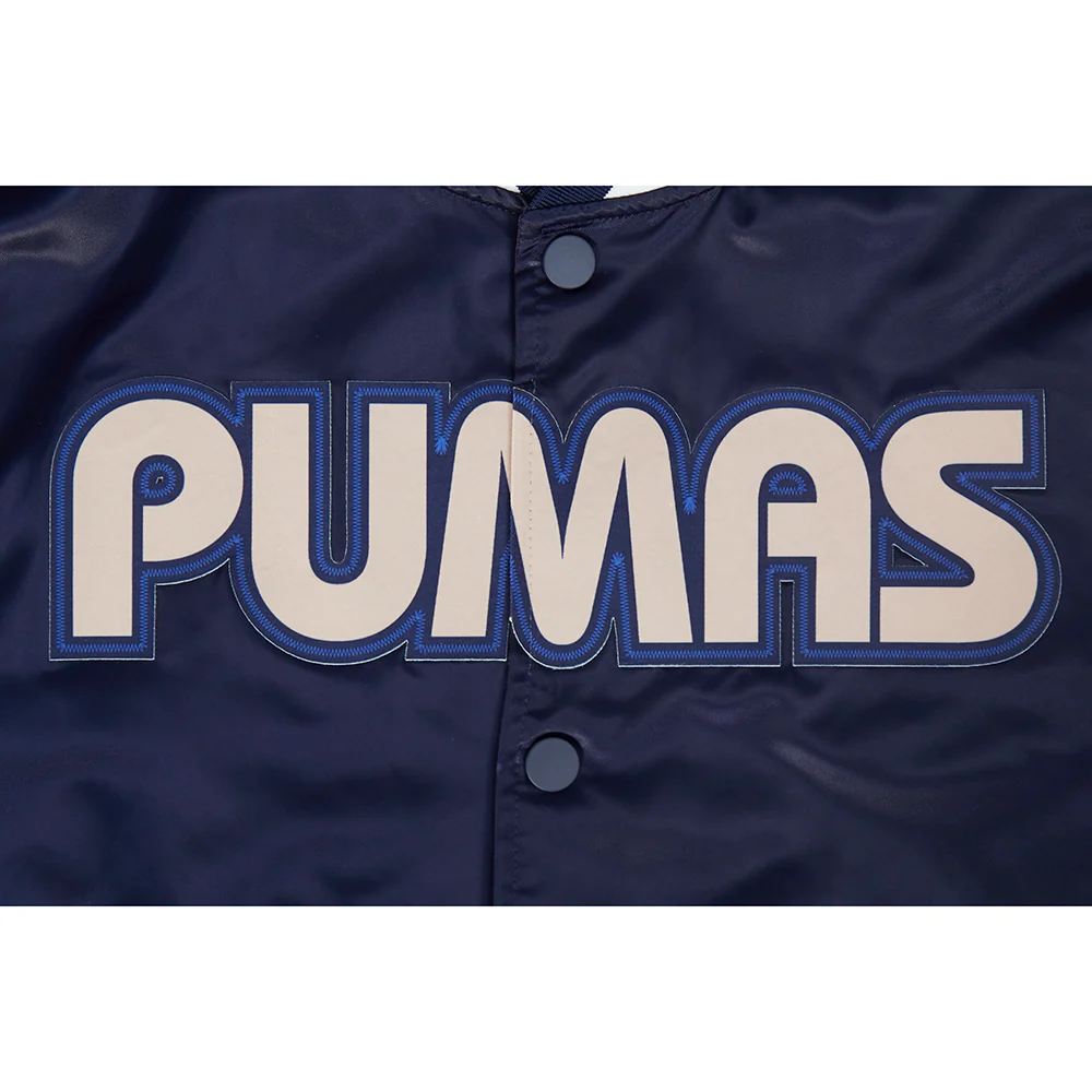 LIGA MX PUMAS UNAM CLASSIC CHENILLE MEN'S RIB SATIN JACKET (MIDNIGHT NAVY) - Image 6