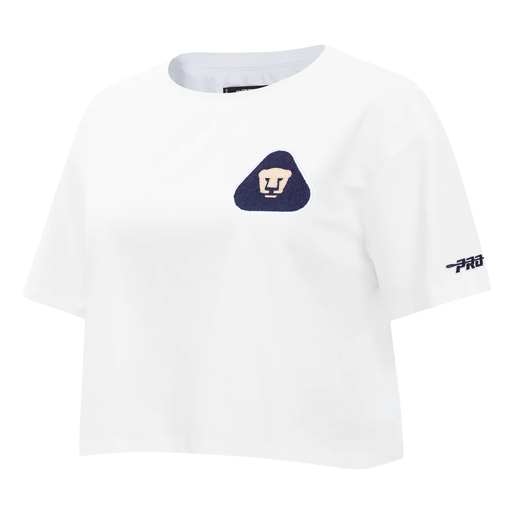 LIGA MX PUMAS UNAM CLASSIC CHENILLE WOMEN'S SJ BOXY TEE (WHITE) - Image 3