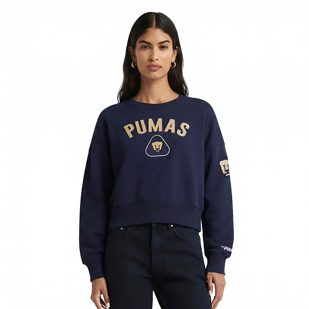 LIGA MX PUMAS UNAM CLASSIC CHENILLE WOMEN'S FLC CREWNECK (MIDNIGHT NAVY)