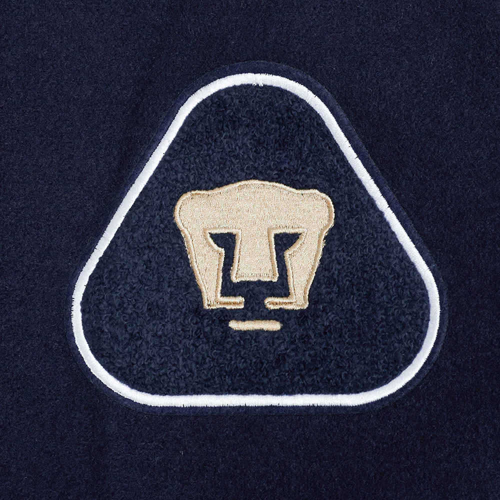 LIGA MX PUMAS UNAM CLASSIC CHENILLE WOMEN'S RIB WOOL VARSITY JACKET (MIDNIGHT NAVY/WHITE) - Image 5