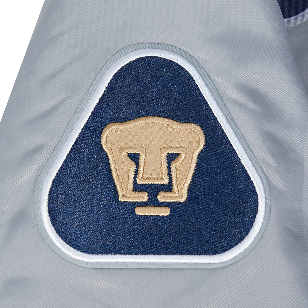 LIGA MX PUMAS UNAM CLASSIC CHENILLE WOMEN'S SATIN JACKET (SILVER) - Image 5