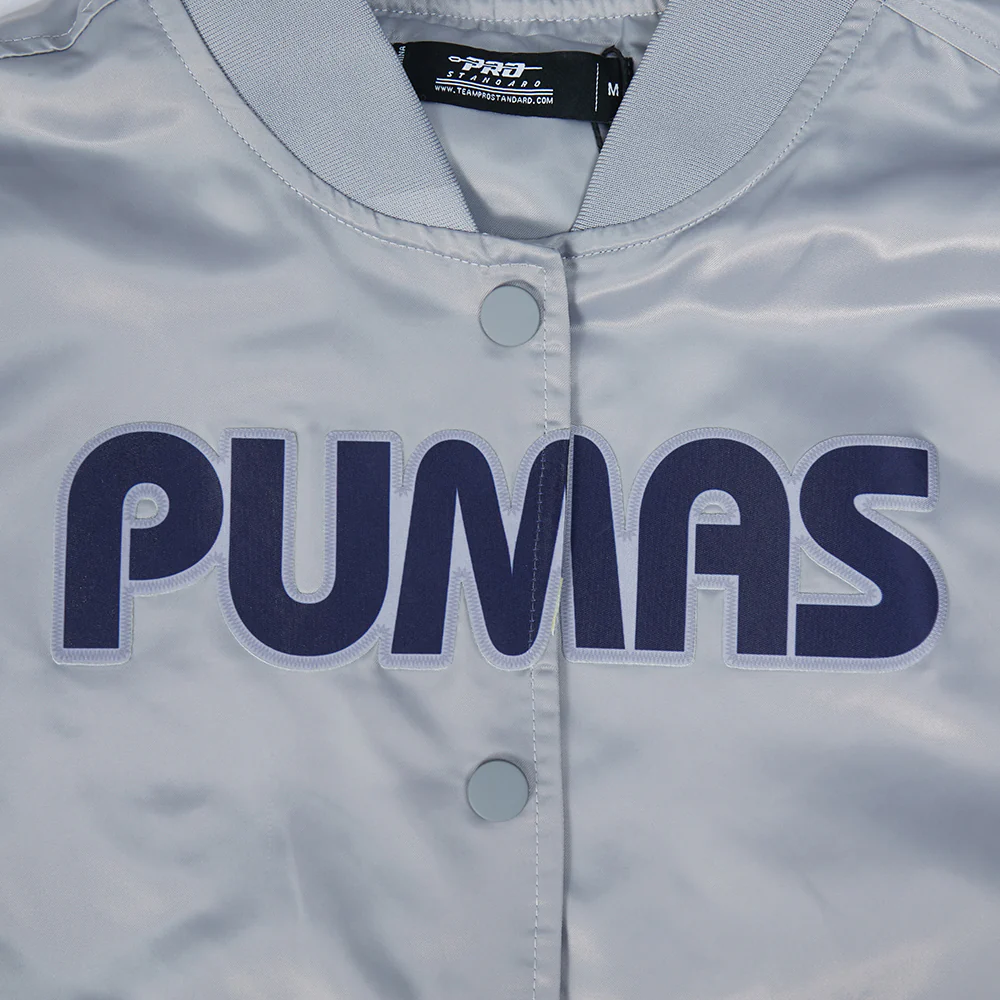 LIGA MX PUMAS UNAM CLASSIC CHENILLE WOMEN'S SATIN JACKET (SILVER) - Image 7